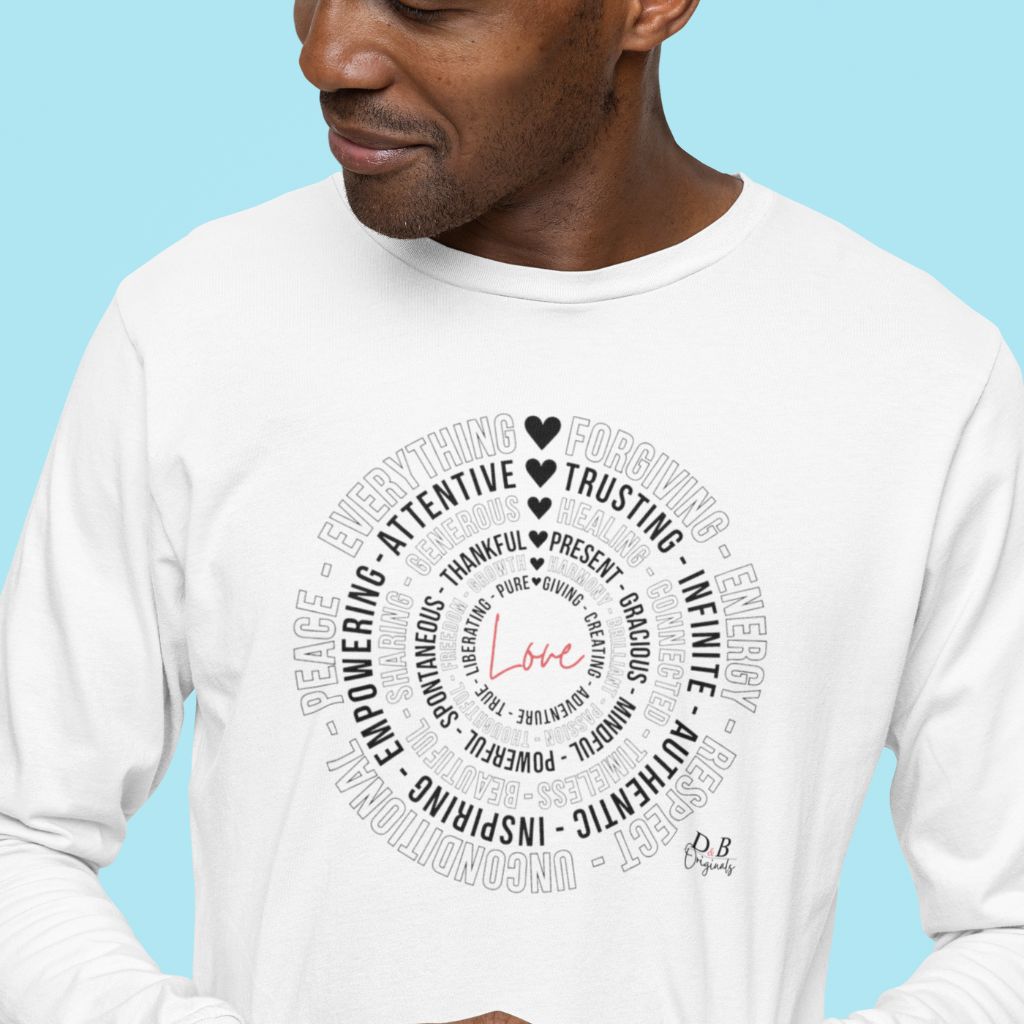 Love is Everything Athletic Long Sleeve worn by a man — D&B Originals