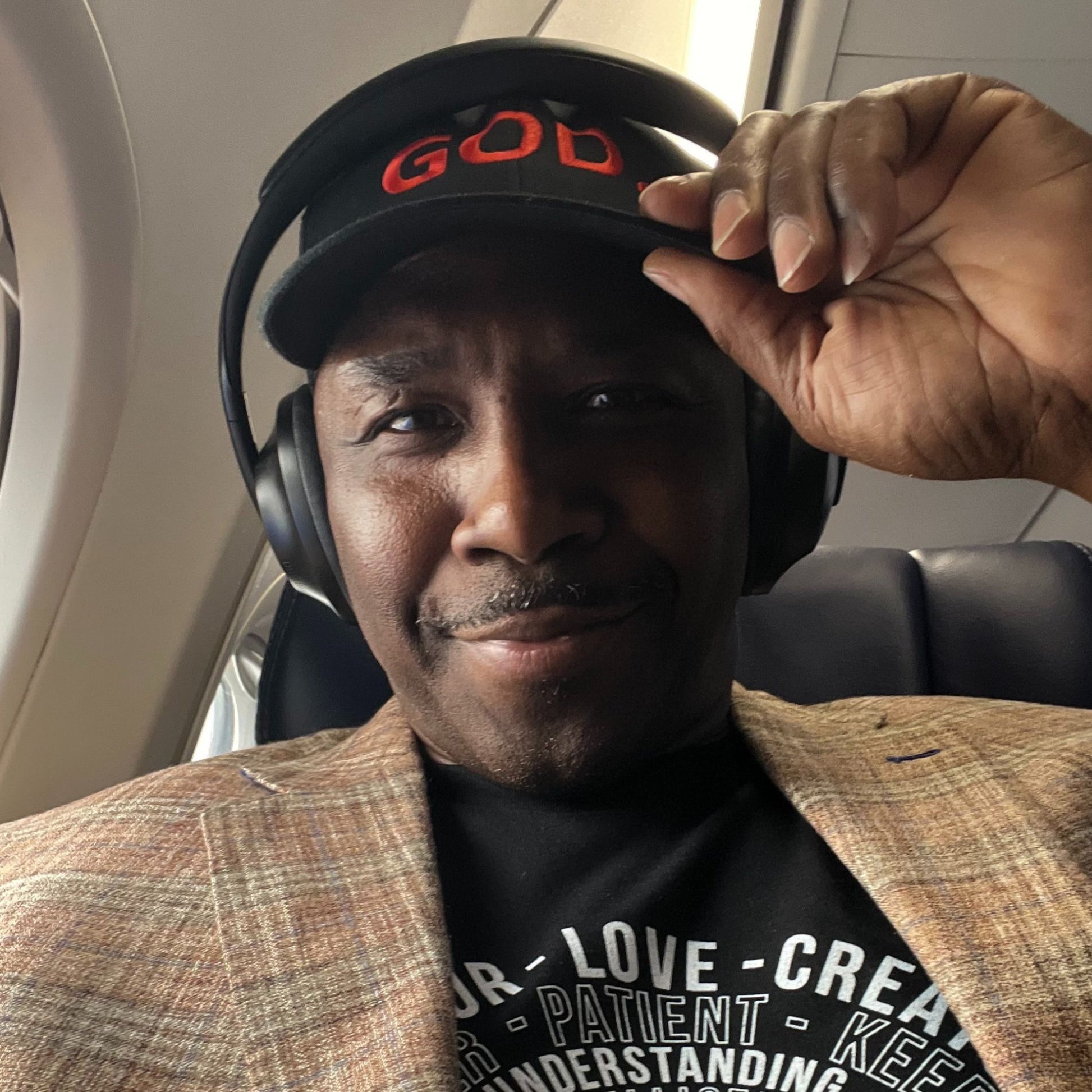 God Works trucker cap worn — front view — D&B Originals