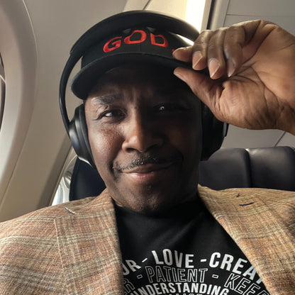 God Works trucker cap worn — front view — D&B Originals