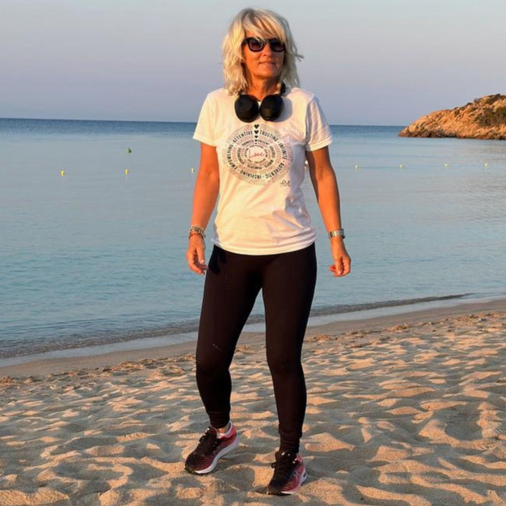 Love is Everything women’s comfort tee in white — lifestyle front view (D&B Originals