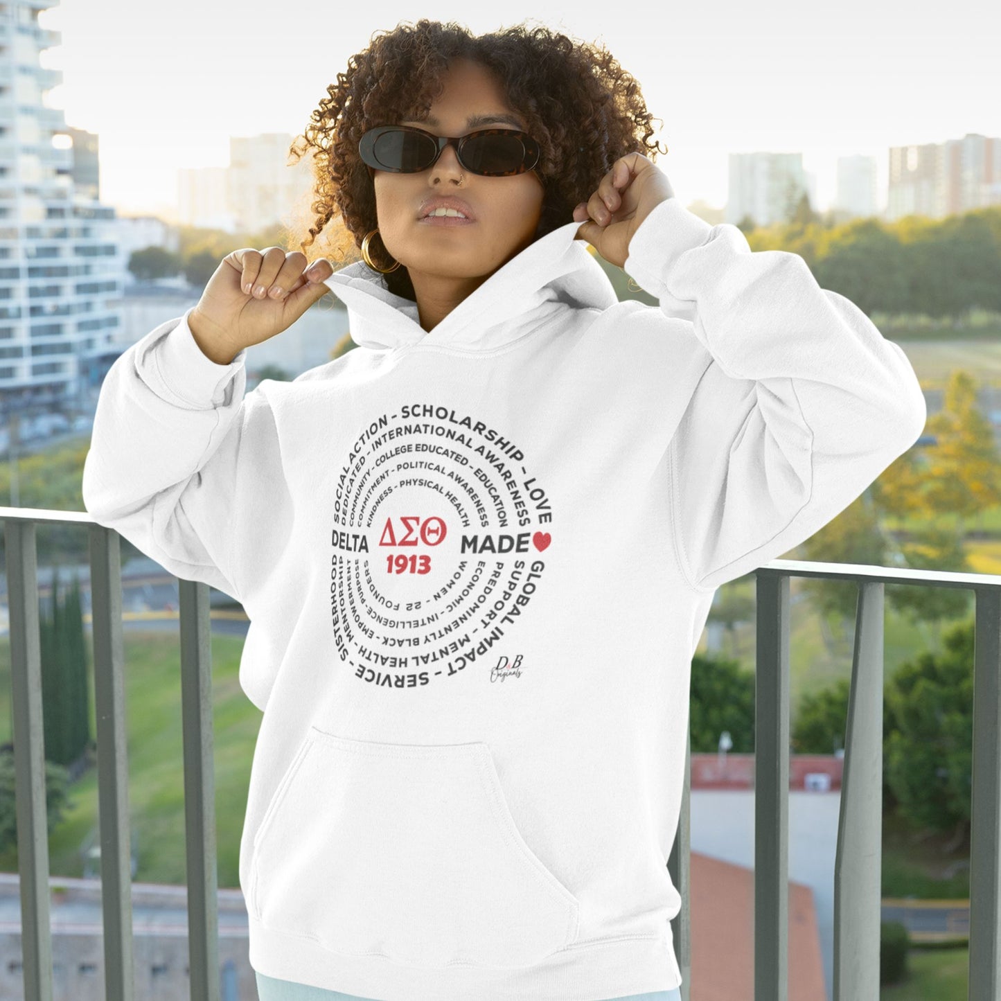Hoodie white front Delta Made Collection D&B Originals