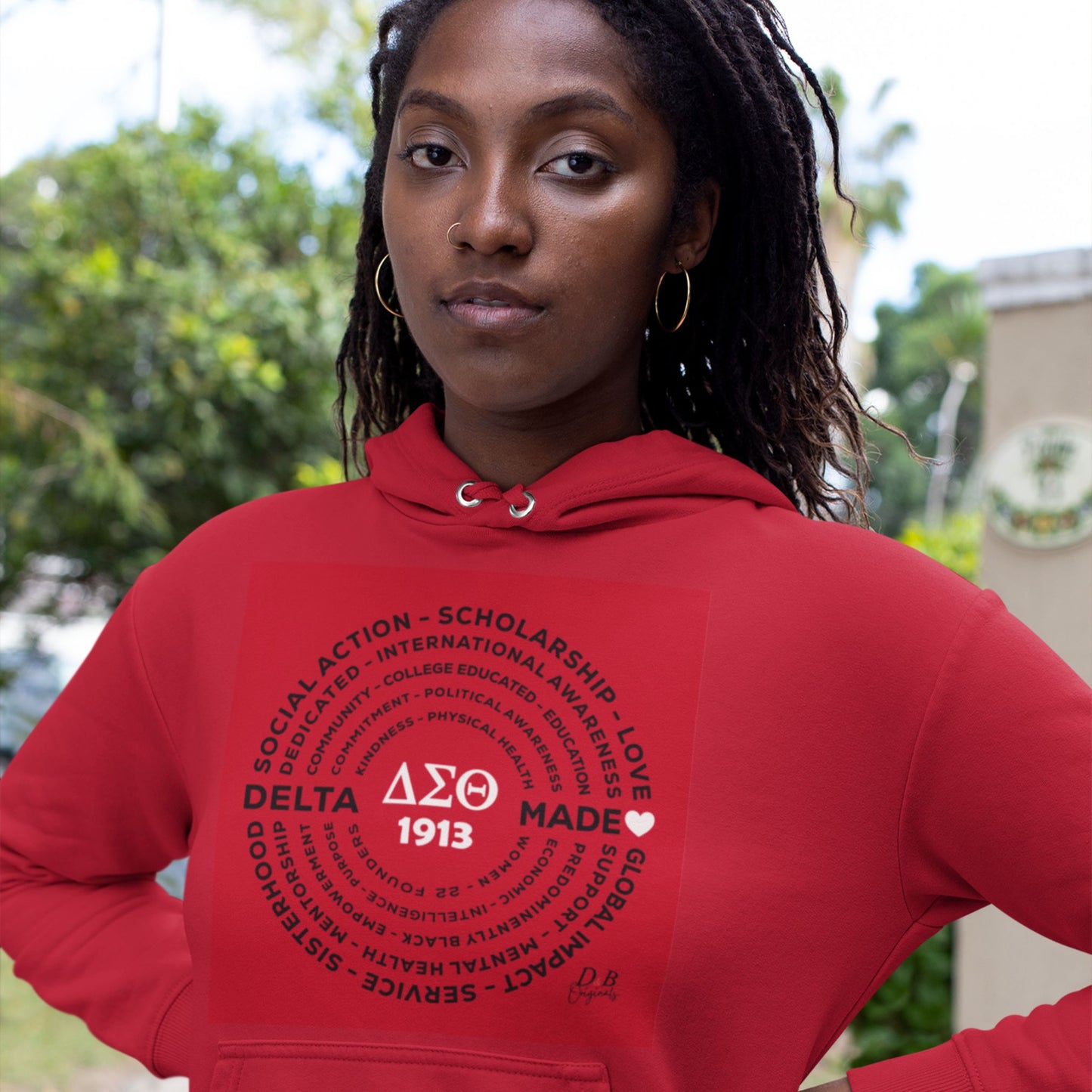 Hoodie red front1 Delta Made Collection D&B Originals